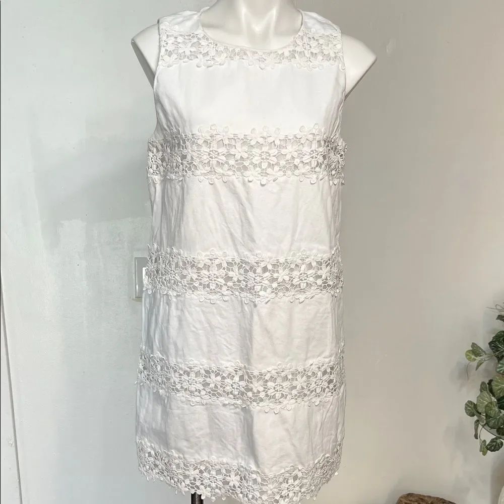 J. Crew Sleeveless Crochet Lace Stripe Mini Dress